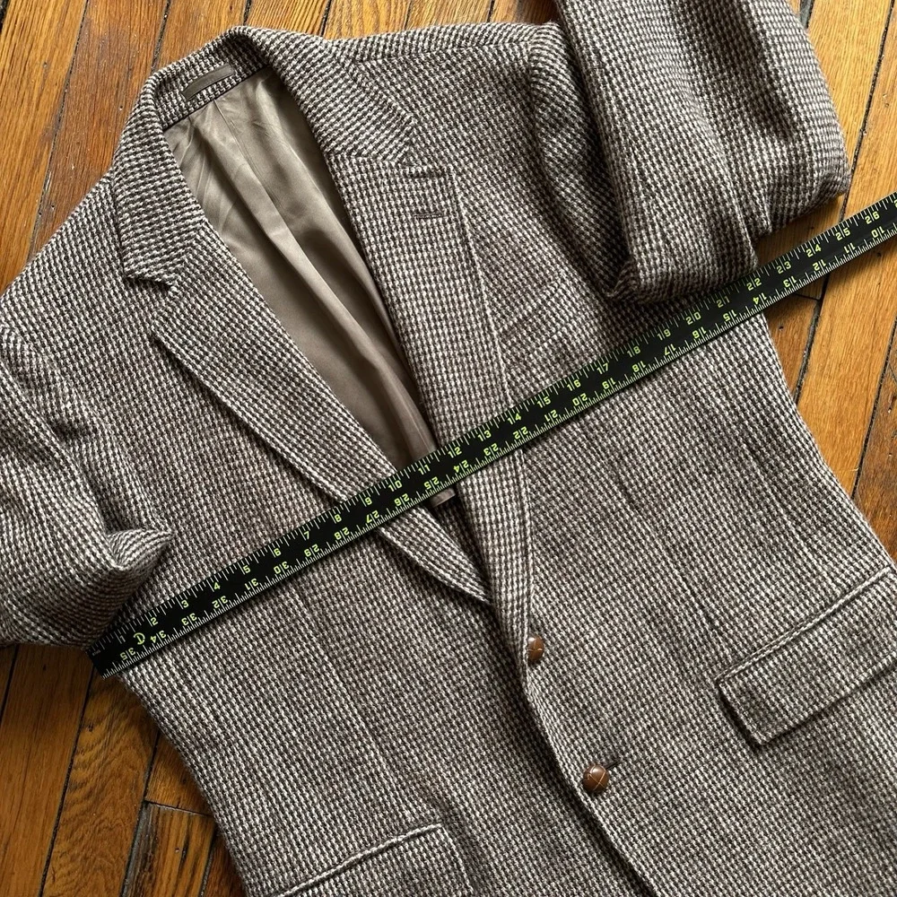 Vtg Harris Tweed Blazer Sport Coat Jacket Ivy Hunting Country Beige Brown L‎ 44